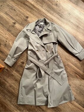 Classic Blue Trench Coat with Belt - Women